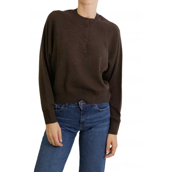 Maglione con bottoni girocollo tinta unita 